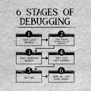 6 Stages Of Debugging Computer Programming T-Shirt